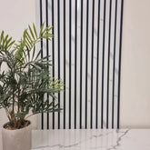 Acoustic Slatted Wall Panel – White Marble | Stylish, Durable & Soundproof | Fast UK Delivery